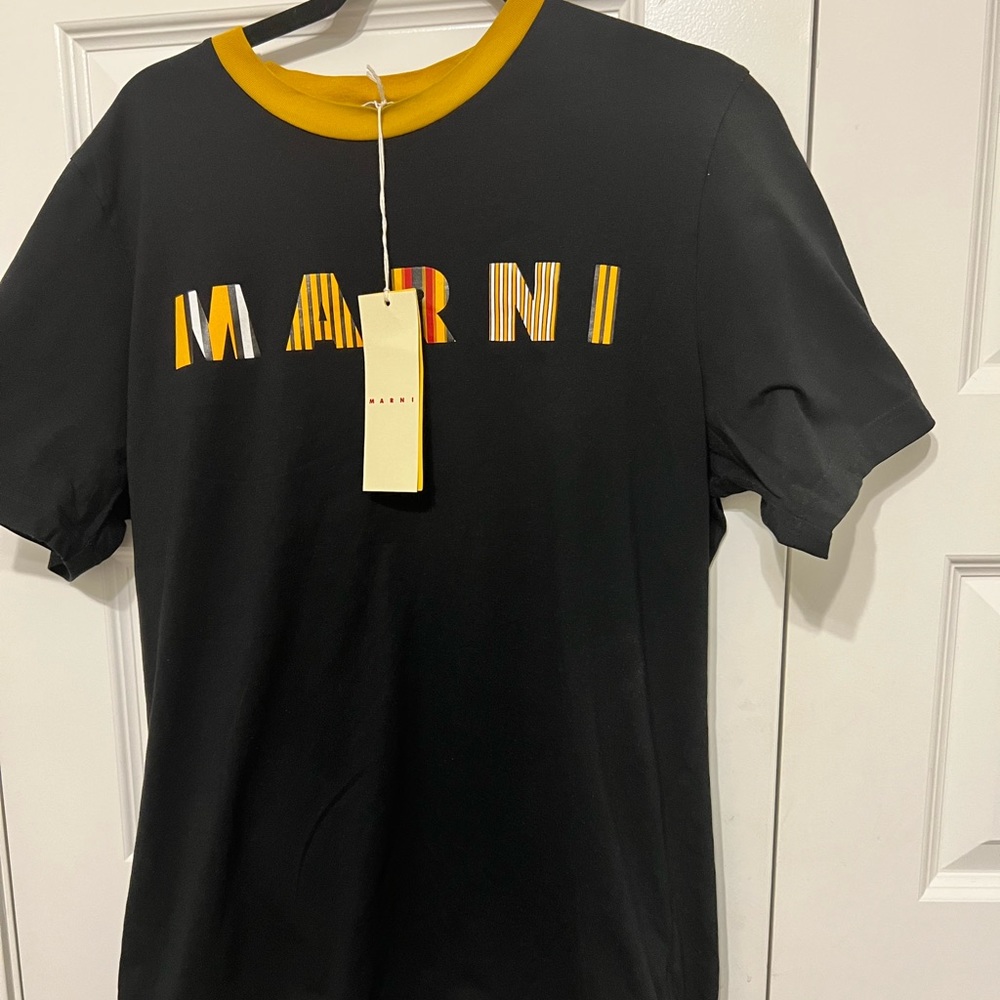 100% Authentic Marni cotton logo black t sz52 preowned wit tags